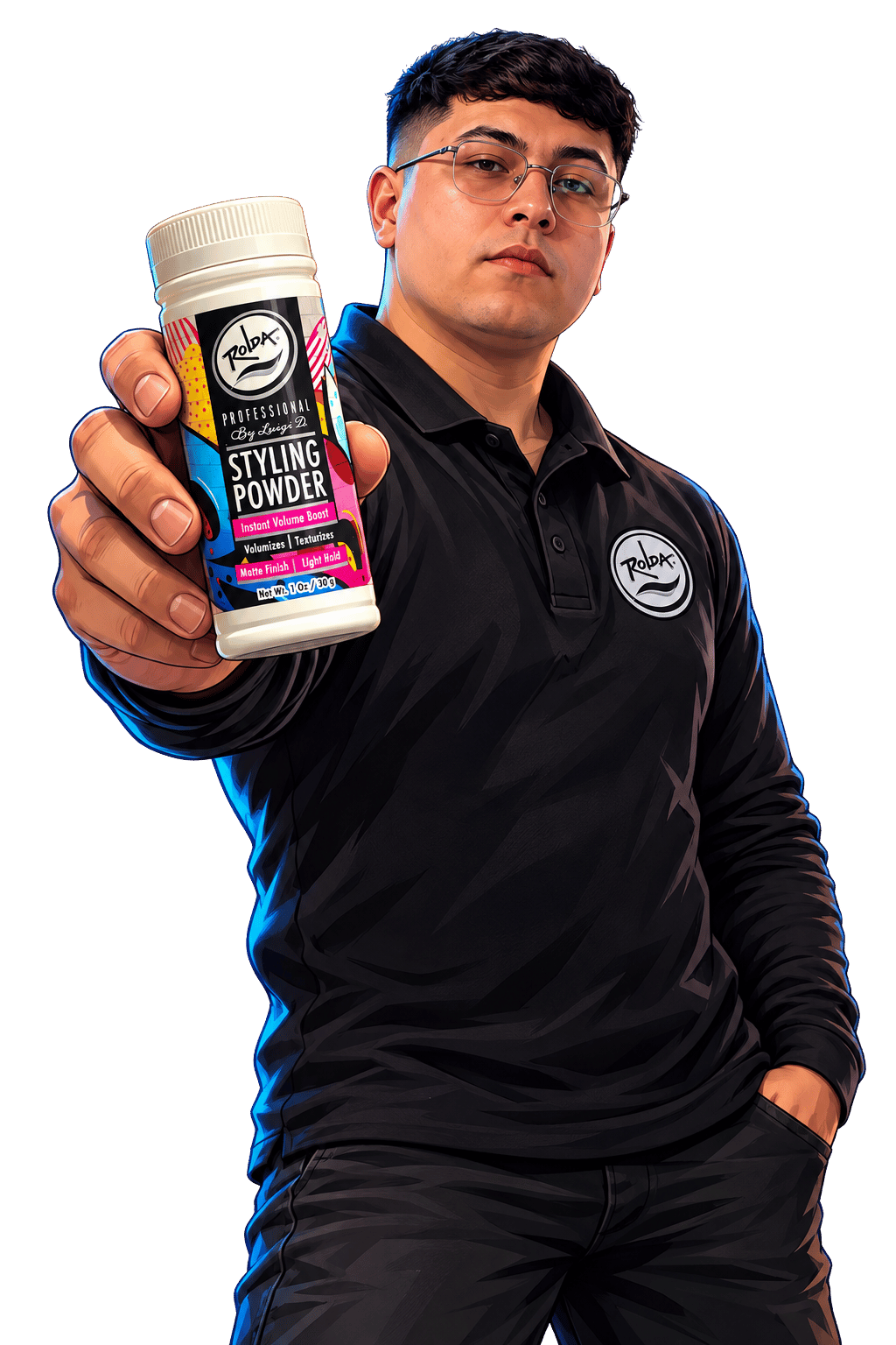 Francisco Gallegos, Estilo Americano, mostrando Styling Powder Rolda